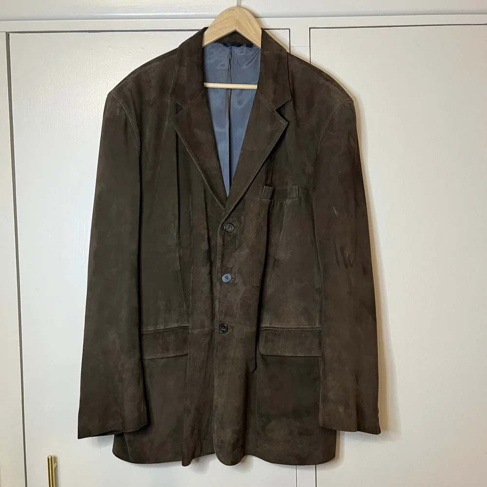 Jacob Siegel Men's Brown Suede Leather Blazer‎ Jacket Size 46R Exc Cond Pockets